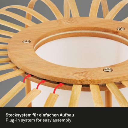 Briloner 1759011 - Επιδαπέδιο φωτιστικό 1xE27/10W/230V μπαμπού/μαύρο