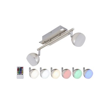 Briloner 2040-022 - Ρυθμιζόμενο LED RGB φωτιστικό σημείου 2xLED/3,3W/230V με τηλεχειριστήριο