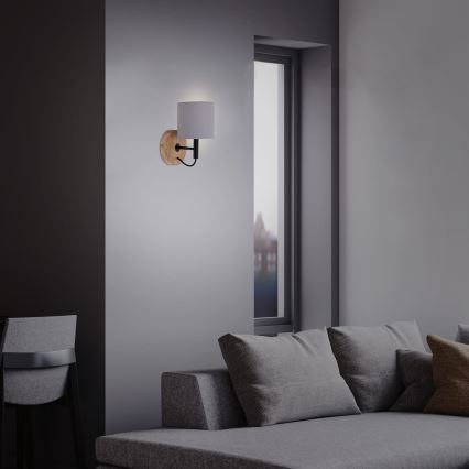 Briloner 2075-014 - Επιτοίχιο φωτιστικό RHON 1xE14/25W/230V ξύλο καουτσούκ