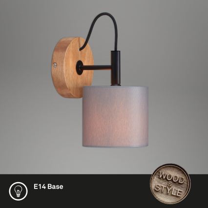 Briloner 2075-014 - Επιτοίχιο φωτιστικό RHON 1xE14/25W/230V ξύλο καουτσούκ