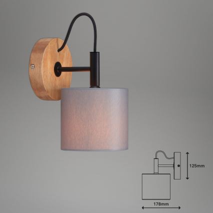 Briloner 2075-014 - Επιτοίχιο φωτιστικό RHON 1xE14/25W/230V ξύλο καουτσούκ