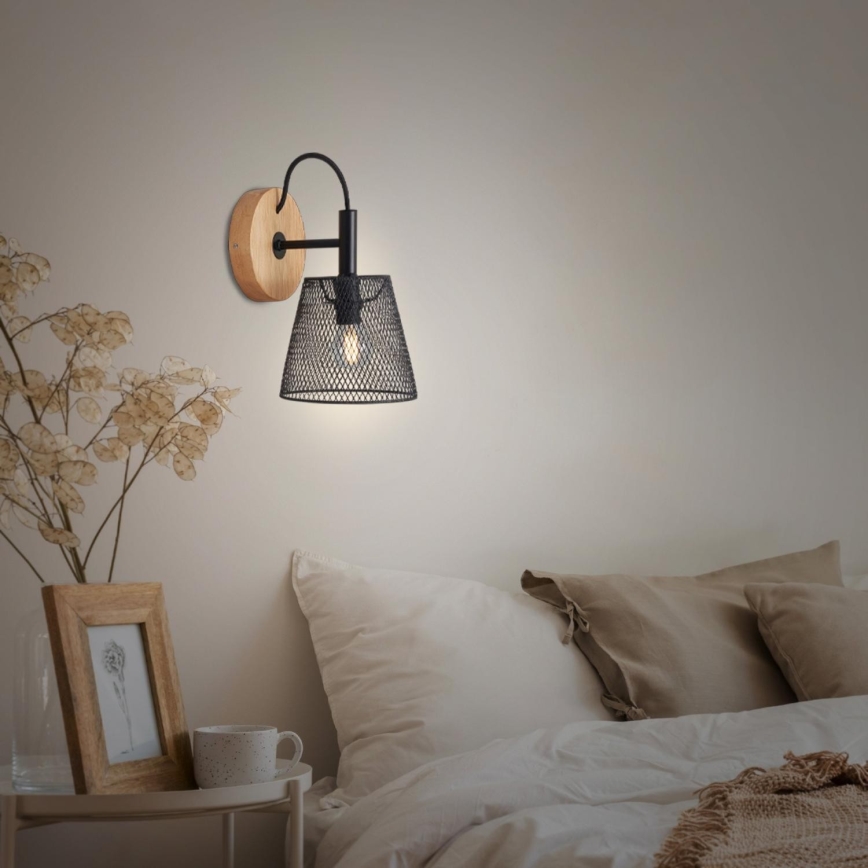 Briloner 2077-015 - Φωτιστικό τοίχου WOOD & STYLE 1xE14/25W/230V Καουτσουκόδεντρο