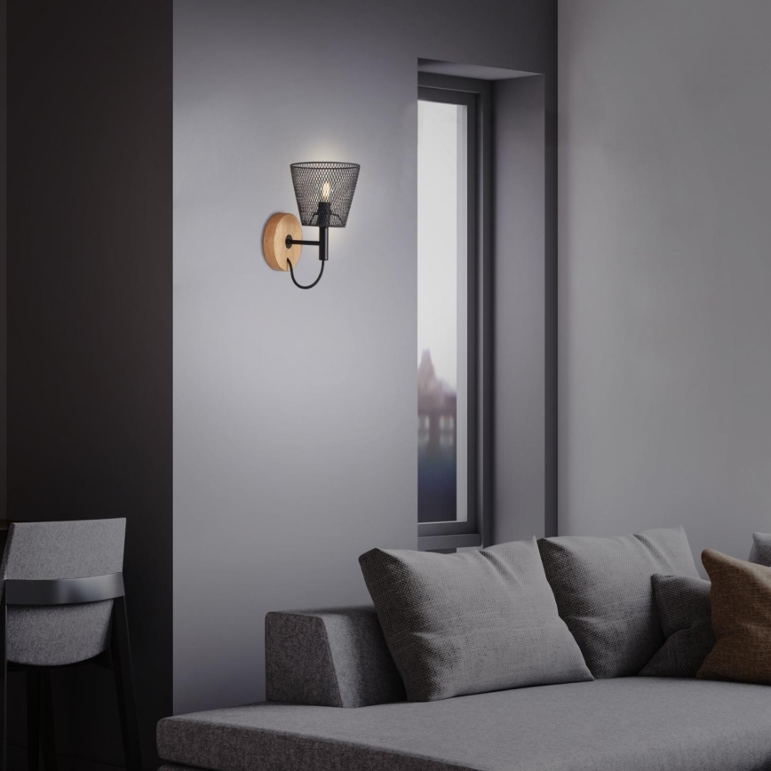 Briloner 2077-015 - Φωτιστικό τοίχου WOOD & STYLE 1xE14/25W/230V Καουτσουκόδεντρο