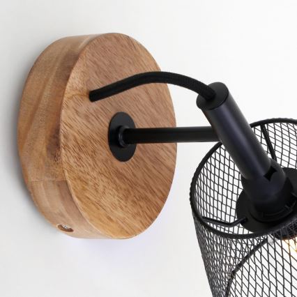 Briloner 2077-015 - Φωτιστικό τοίχου WOOD & STYLE 1xE14/25W/230V Καουτσουκόδεντρο