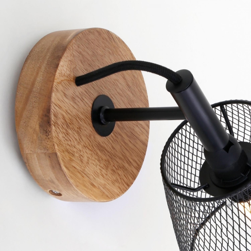 Briloner 2077-015 - Φωτιστικό τοίχου WOOD & STYLE 1xE14/25W/230V Καουτσουκόδεντρο