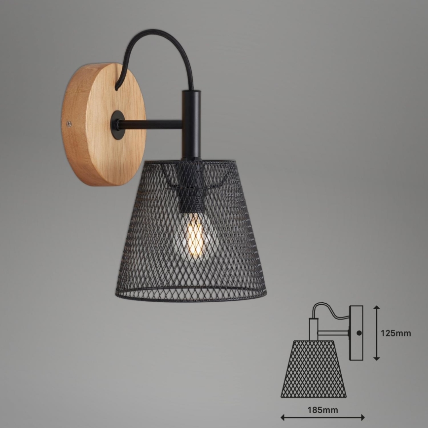 Briloner 2077-015 - Φωτιστικό τοίχου WOOD & STYLE 1xE14/25W/230V Καουτσουκόδεντρο