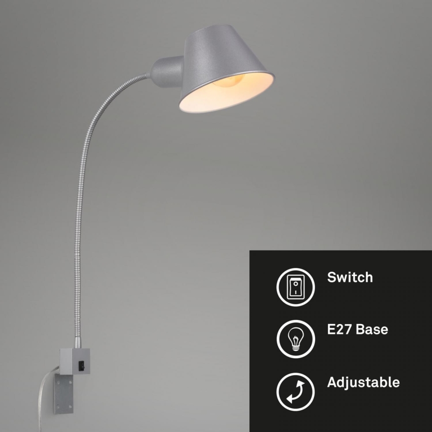 Briloner 2079-014 - Εύκαμπτο φωτιστικό τοίχου 1xE27/10W/230V ασημί