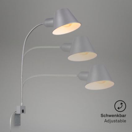 Briloner 2079-014 - Εύκαμπτο φωτιστικό τοίχου 1xE27/10W/230V ασημί