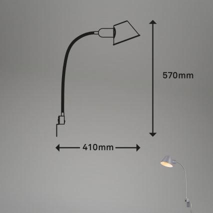 Briloner 2079-014 - Εύκαμπτο φωτιστικό τοίχου 1xE27/10W/230V ασημί