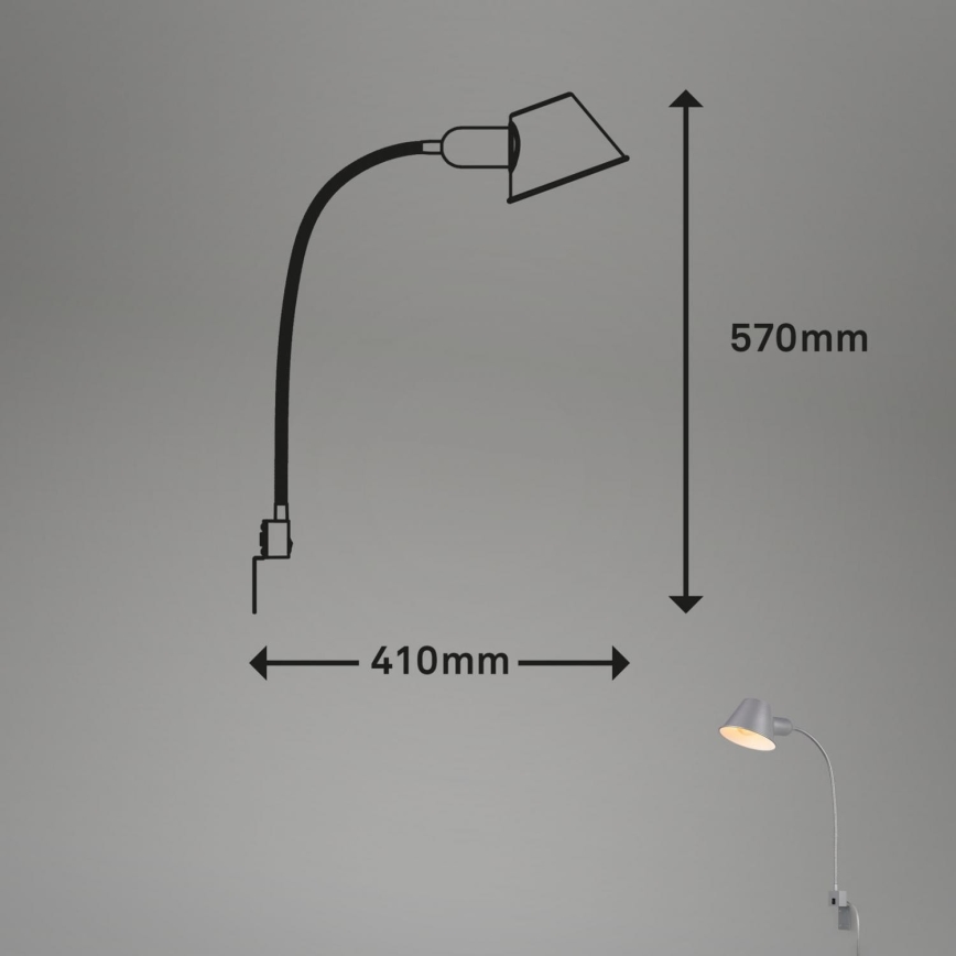 Briloner 2079-014 - Εύκαμπτο φωτιστικό τοίχου 1xE27/10W/230V ασημί
