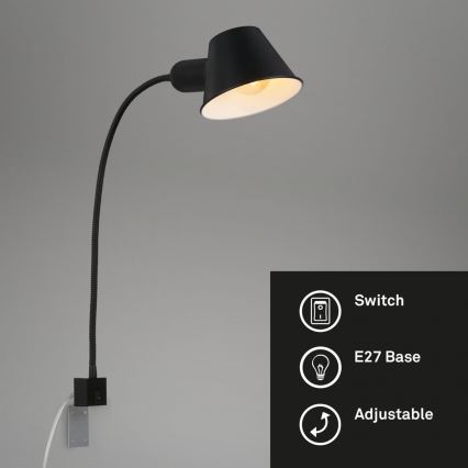 Briloner 2079-015 - Φωτιστικό τοίχου εύκαμπτο 1xE27/10W/230V μαύρο