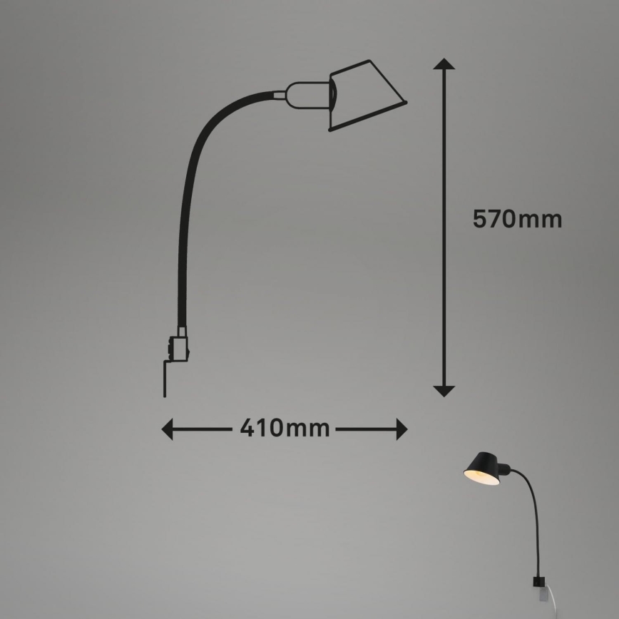Briloner 2079-015 - Φωτιστικό τοίχου εύκαμπτο 1xE27/10W/230V μαύρο