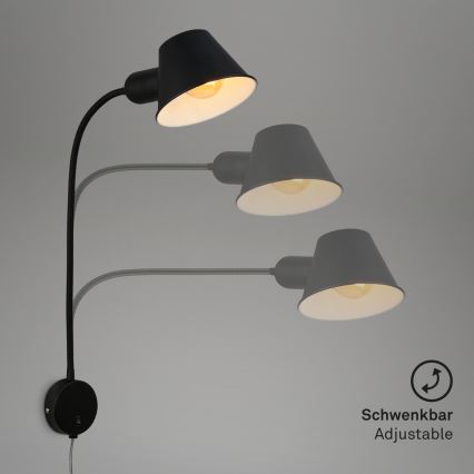 Briloner 2089-015 - Ευέλικτο επιτοίχιο φωτιστικό BRELLO 1xE27/10W/230V μαύρο