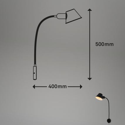 Briloner 2089-015 - Ευέλικτο επιτοίχιο φωτιστικό BRELLO 1xE27/10W/230V μαύρο