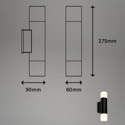 Briloner 2090025 - LED εξωτερικό επιτοίχιο φωτιστικό 2xGU10/4,8W/230V IP44