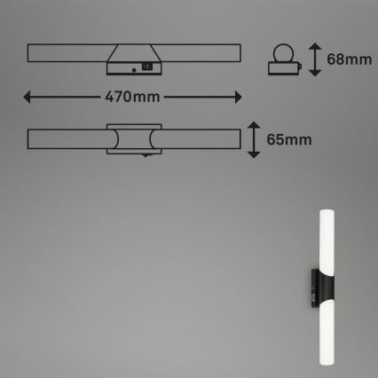 Briloner 2111-115 - Φωτιστικό LED για καθρέφτη μπάνιου LED/11W/230V IP44 47 cm μαύρο