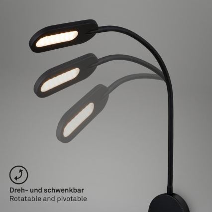 Briloner 2177015 - LED Dimmable εύκαμπτο φωτιστικό τοίχου LED/6W/230V μαύρο
