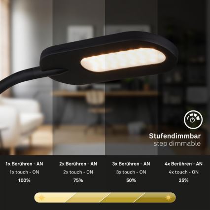 Briloner 2177015 - LED Dimmable εύκαμπτο φωτιστικό τοίχου LED/6W/230V μαύρο