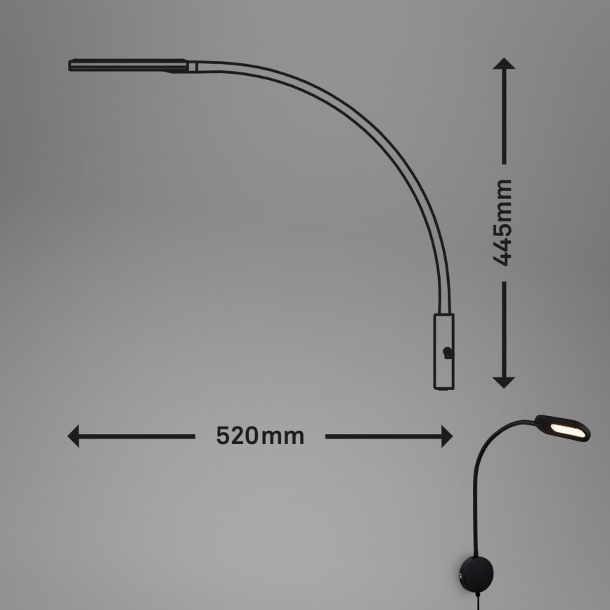 Briloner 2177015 - LED Dimmable εύκαμπτο φωτιστικό τοίχου LED/6W/230V μαύρο