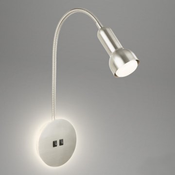 Briloner 2178012 - LED Εύκαμπτο φωτιστικό τοίχου 1xE14/10W/230V + LED/3W ματ χρώμιο