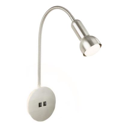 Briloner 2178012 - LED Εύκαμπτο φωτιστικό τοίχου 1xE14/10W/230V + LED/3W ματ χρώμιο