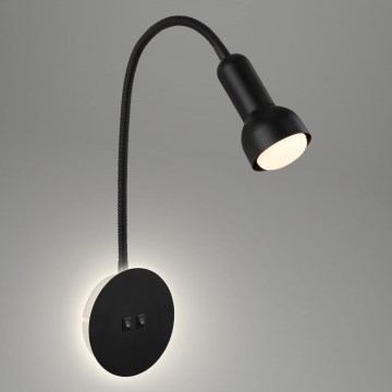 Briloner 2178015 - Ευέλικτο επιτοίχιο φωτιστικό LED 1xE14/10W/230V + LED/3W μαύρο