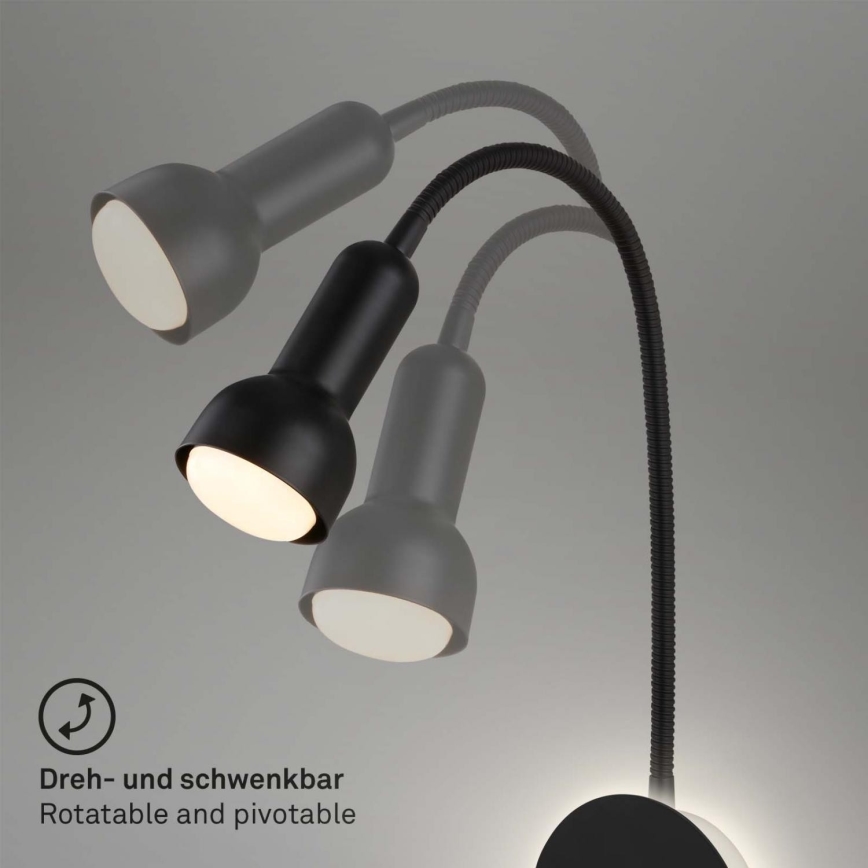 Briloner 2178015 - Φωτιστικό τοίχου LED εύκαμπτο 1xE14/10W/230V + LED/3W μαύρο