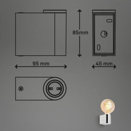 Briloner 2182-018 - Επιτοίχιο φωτιστικό μπάνιου DONGA 1xE27/10W/230V IP44 γυαλιστερό χρώμιο