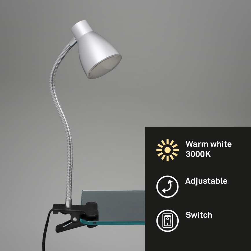 Briloner 2615-014P - Λάμπα LED με κλιπ GRIP LED/2,5W/230V ασήμι