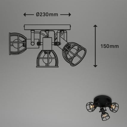 Briloner 2669-035 - Φωτιστικό σποτ RETRO 3xE14/25W/230V