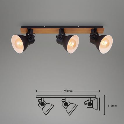 Briloner 2742-035 - Φωτιστικό σποτ SPOTLIGHT 3xE27/40W/230V μαύρο/καφέ