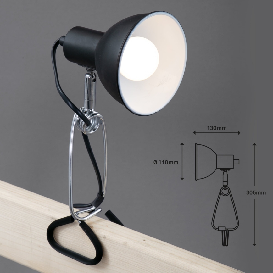 Briloner 2790-015 - Φωτιστικό με κλιπ FIX 1xE14/8W/230V μαύρο/γυαλιστερό χρώμιο