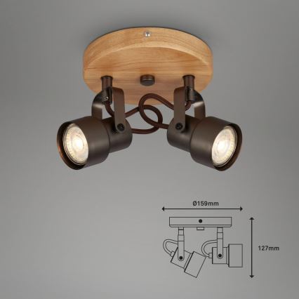 Briloner 2872-025R - LED Σποτ SPOTLIGHT 2xGU10/5W/230V καφέ