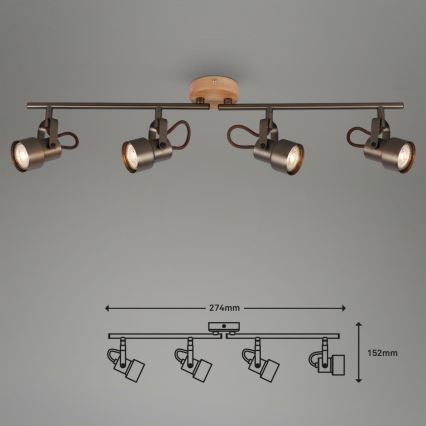 Briloner 2872-045 - LED Σποτ TAHUN 4xGU10/5W/230V 3000K καφέ