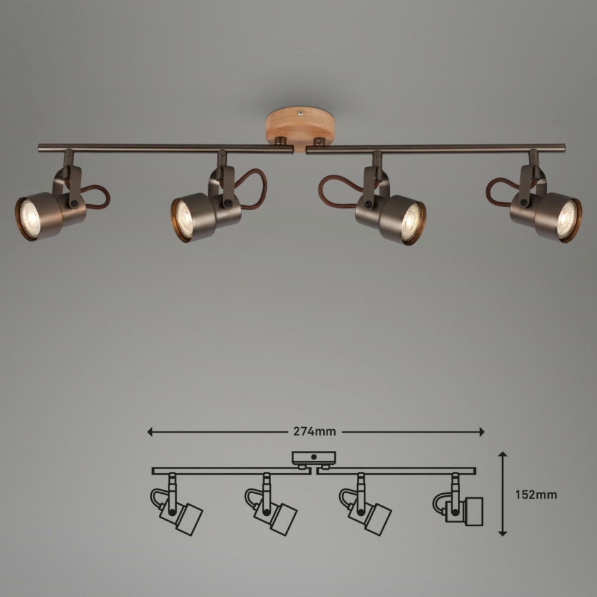 Briloner 2872-045 - LED Σποτ TAHUN 4xGU10/5W/230V 3000K καφέ