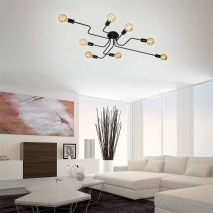 Briloner 2888-085 - Πλαφονιέρα οροφής FARETTO 8xE27/60W/230V μαύρο