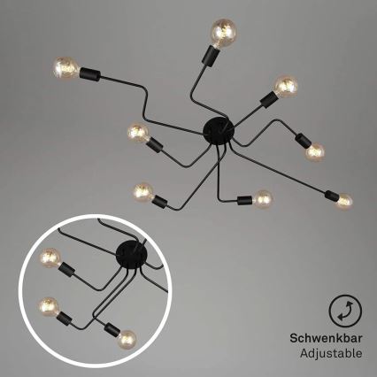 Briloner 2888-085 - Πλαφονιέρα οροφής FARETTO 8xE27/60W/230V μαύρο
