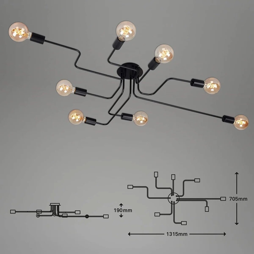 Briloner 2888-085 - Πλαφονιέρα οροφής FARETTO 8xE27/60W/230V μαύρο