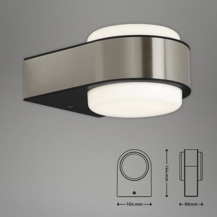 Briloner 3035-012- Επιτοίχιο φωτιστικό εξωτερικού χώρου LED HANAU LED/6,5W/230V IP44 ματ χρώμιο