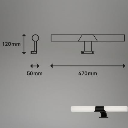 Briloner 3113-115 - Φωτισμός καθρέφτη μπάνιου LED LED/12W/230V IP44 47 cm μαύρο