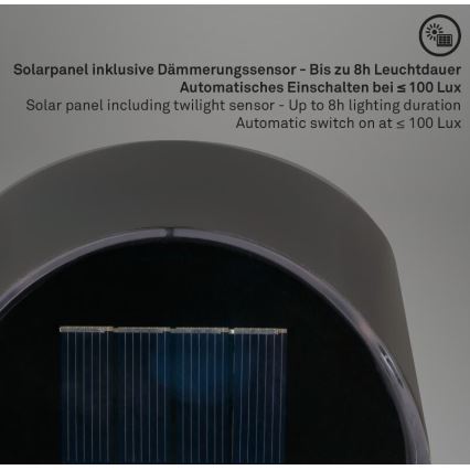 Briloner 3133015 - Ηλιακό φωτιστικό τοίχου LED LED/2W/3,7V IP44 3000K