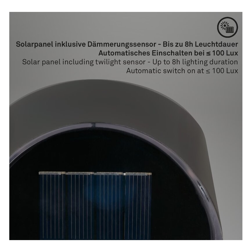 Briloner 3133015 - Ηλιακό φωτιστικό τοίχου LED LED/2W/3,7V IP44 3000K