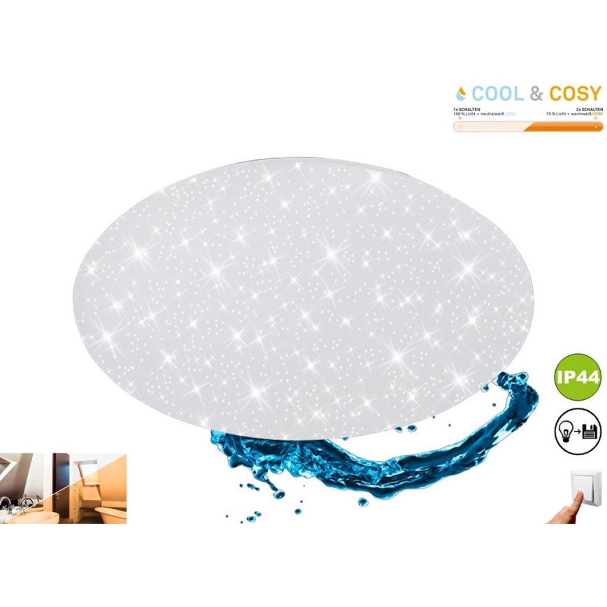 Briloner 3138-016 - Φωτιστικό οροφής μπάνιου dimming LED COOL&COSY LED/18W/230V 2700/4000K IP44