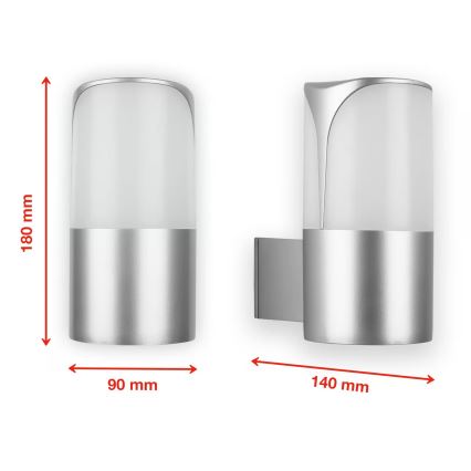 Briloner 320304TF - Επιτοίχιο φωτιστικό εξωτερικού χώρου 1xE27/12W/230V IP44 ασημί