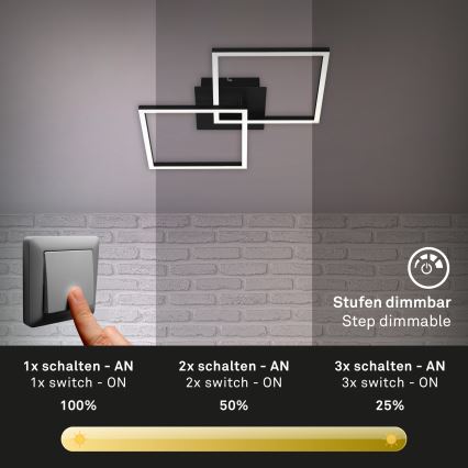 Briloner 3210-015 - LED Dimmable φωτιστικό οροφής FRAME 2xLED/11W/230V μαύρο