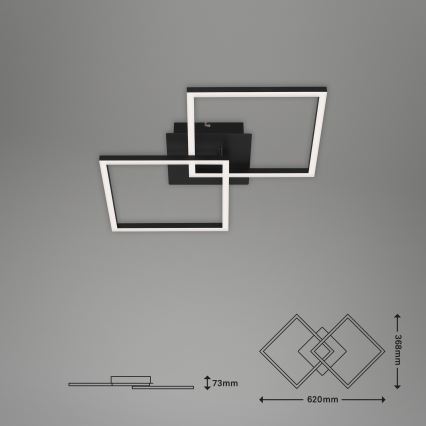 Briloner 3210-015 - LED Dimmable φωτιστικό οροφής FRAME 2xLED/11W/230V μαύρο