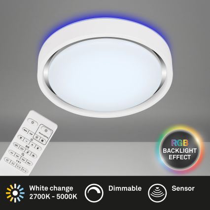 Briloner 3227-016 - LED RGB Φωτιστικό dimming με αισθητήρα TALENA LED/24W/230V λευκό + τηλεχειριστήριο