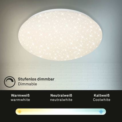 Briloner 3373-016 - Ρυθμιζόμενο φωτιστικό οροφής LED STARRY LED/15W/230V 3000-6500K Ø 28 cm λευκό + τηλεχειριστήριο