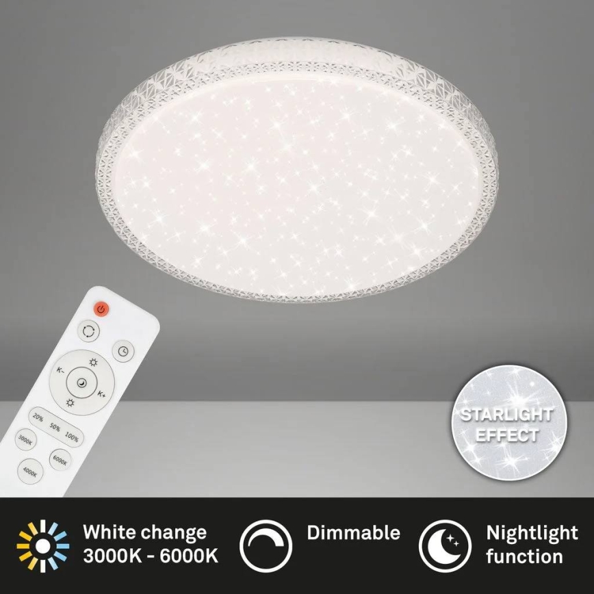 Briloner 3412-016 - Ρυθμιζόμενο LED φωτιστικό οροφής STAR SKY LED/24W/230V 3000/4000/6000K Ø 39 cm + τηλεχειριστήριο