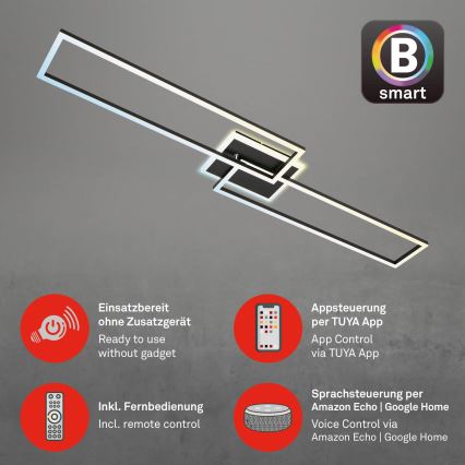 Briloner 3538-015 - Φωτιστικό οροφής ντιμαριζόμενο LED FRAME 2xLED/20W/230V 2700-6500K Wi-Fi Tuya + τηλεχειριστήριο